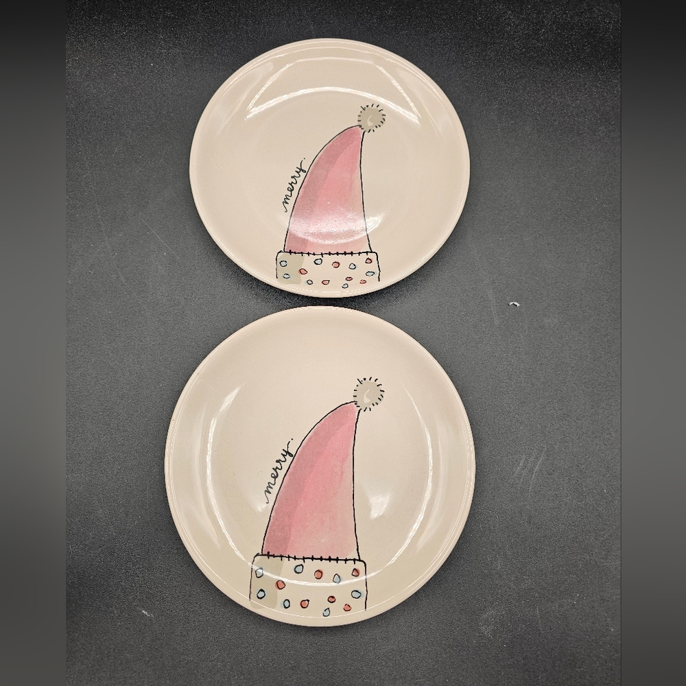Vintage rae dunn magenta exclusive santa hat merry plates